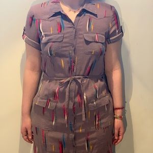 I Heart Ronson Short Sleeved Collared Mid Dress